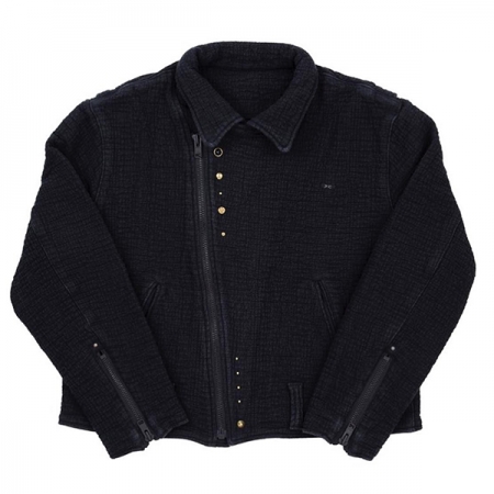 VESTE DOUBLE RIDERS STUDDED SASHIKO LOVE GINZA -SIZE XL - WOLF'S HEAD, Takuji Mikita, sashiko, biker jacket, studded, Porter Classic